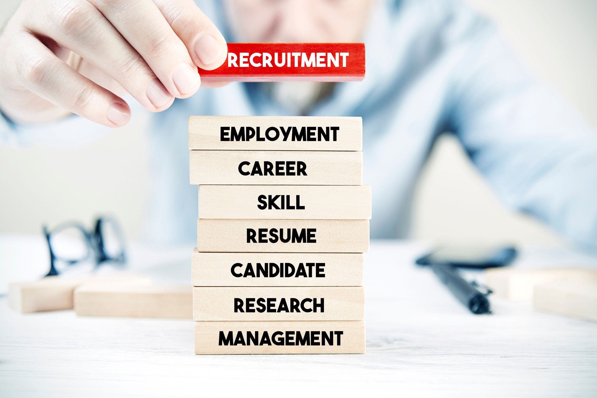 Recruitment word cloud with blocks
